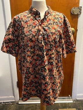 J.CREW Men's Secret Wash Shirt Floral Print Button-Up Short Sleeve. Size XXL